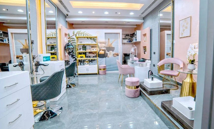 Image 1: Classic/Gelish Mani & Classic/Gelish Pedi Or Foot Spa w/ Mani & Pedi