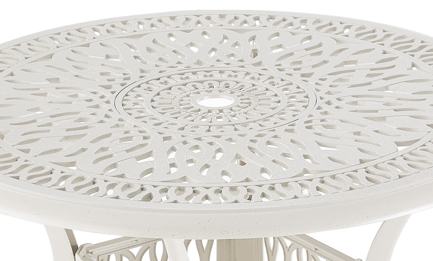 Image 23: Garden Outdoor Cast Aluminum Vintage Bistro Table 