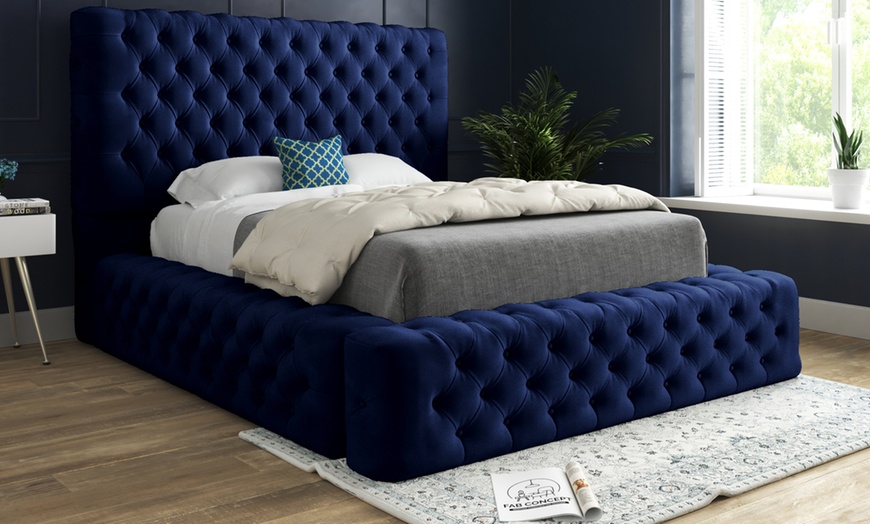 Image 13: DS Living Cambridge Upholstered Soft Velvet Bed