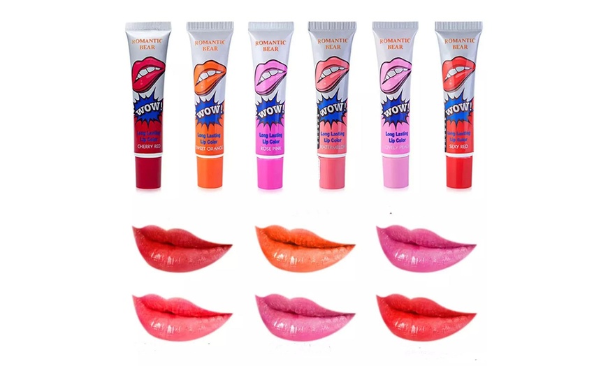 Image 2: 6 Pcs Women Easy Peel Off Long Lasting Makeup Lip Gloss Lipstick