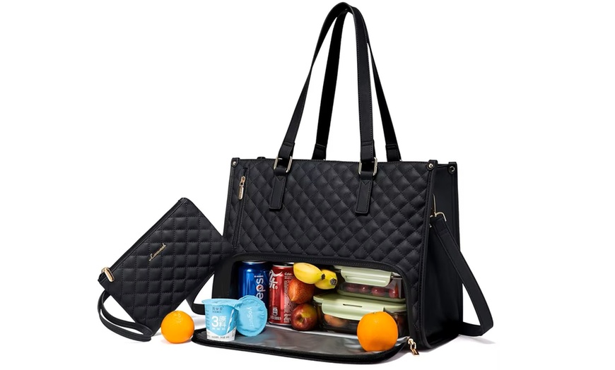 Image 3: Three-In-One Lunch Tote Bag for Women