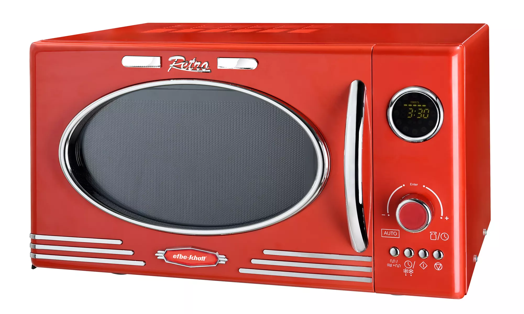 Efbe-Schott Design-Mikrowelle im Retro-Look in Rot mit Grillfunktion - Primary Image