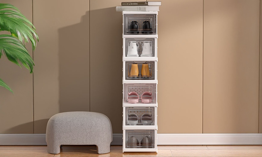 Image 3: Six Tier Foldable Shoe Storage Box Unit