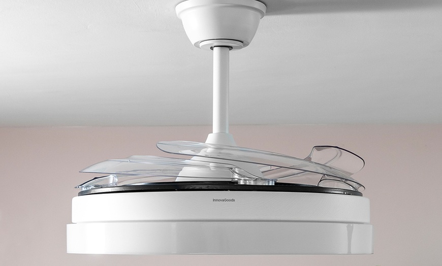 Image 3: InnovaGoods led-plafondventilator met 4 intrekbare bladen