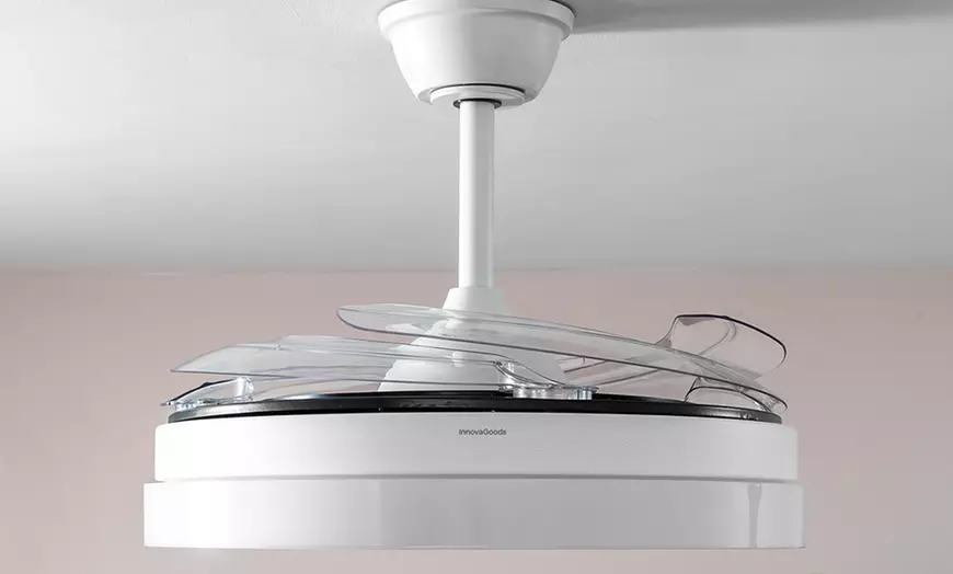 Image 3: InnovaGoods led-plafondventilator met 4 intrekbare bladen