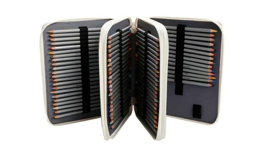 Image 5: Floral Oxford Fabric 3-Layer Art Brush Storage Case