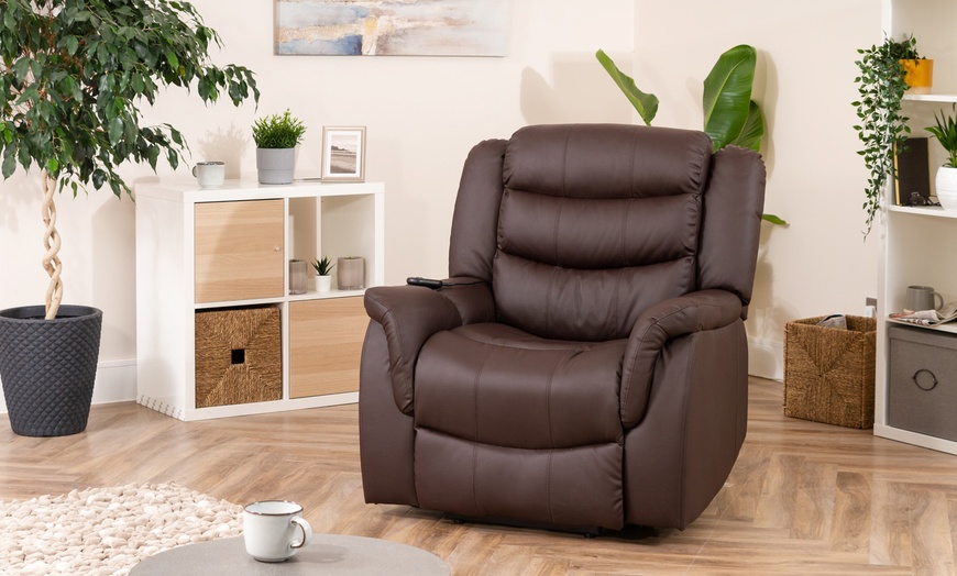 Image 2: Carmona Lift-Assist Electric Riser Recliner with Massage and Heat