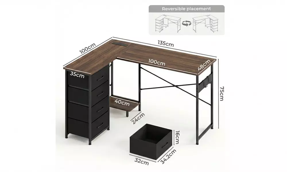 Levede L-shaped Computer Desk