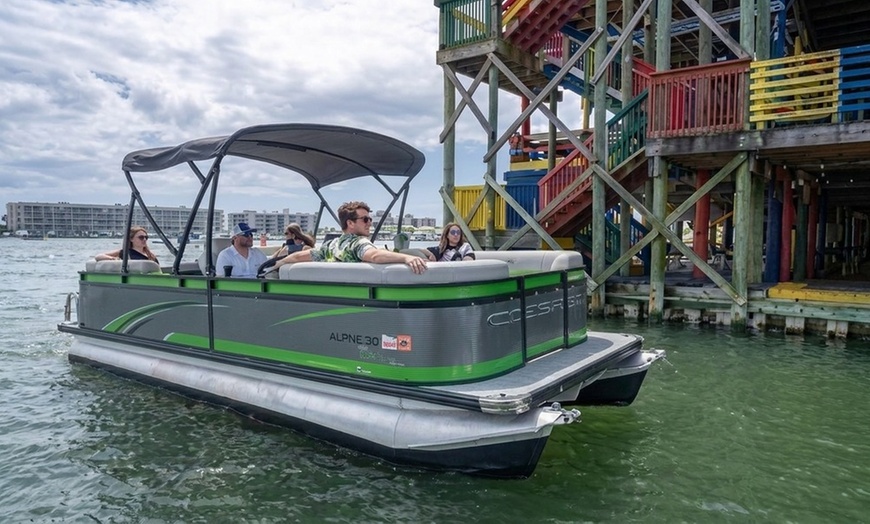 Image 2: Tritoon Boat Rentals for Water Exploration and Relaxation