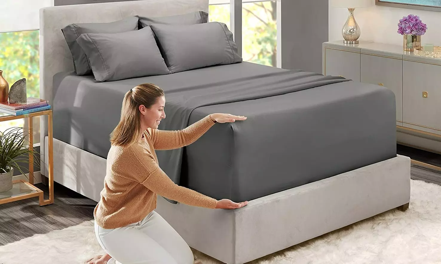 Hearth & Harbor Extra Deep Pocket Sheet Set - Microfiber Bed Sheets - 24" Depth