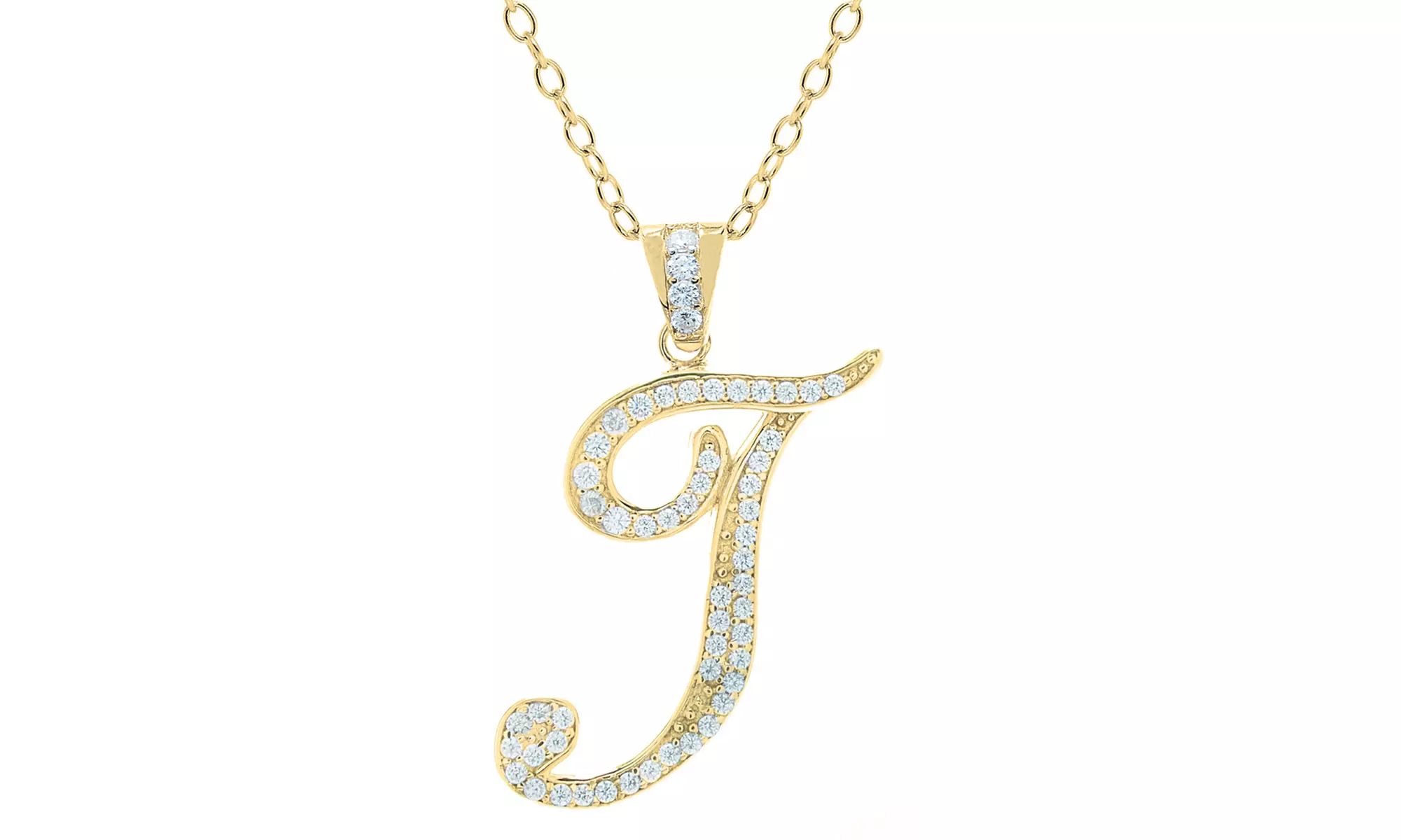 Script Initial Pendant Necklaces in Sterling Silver