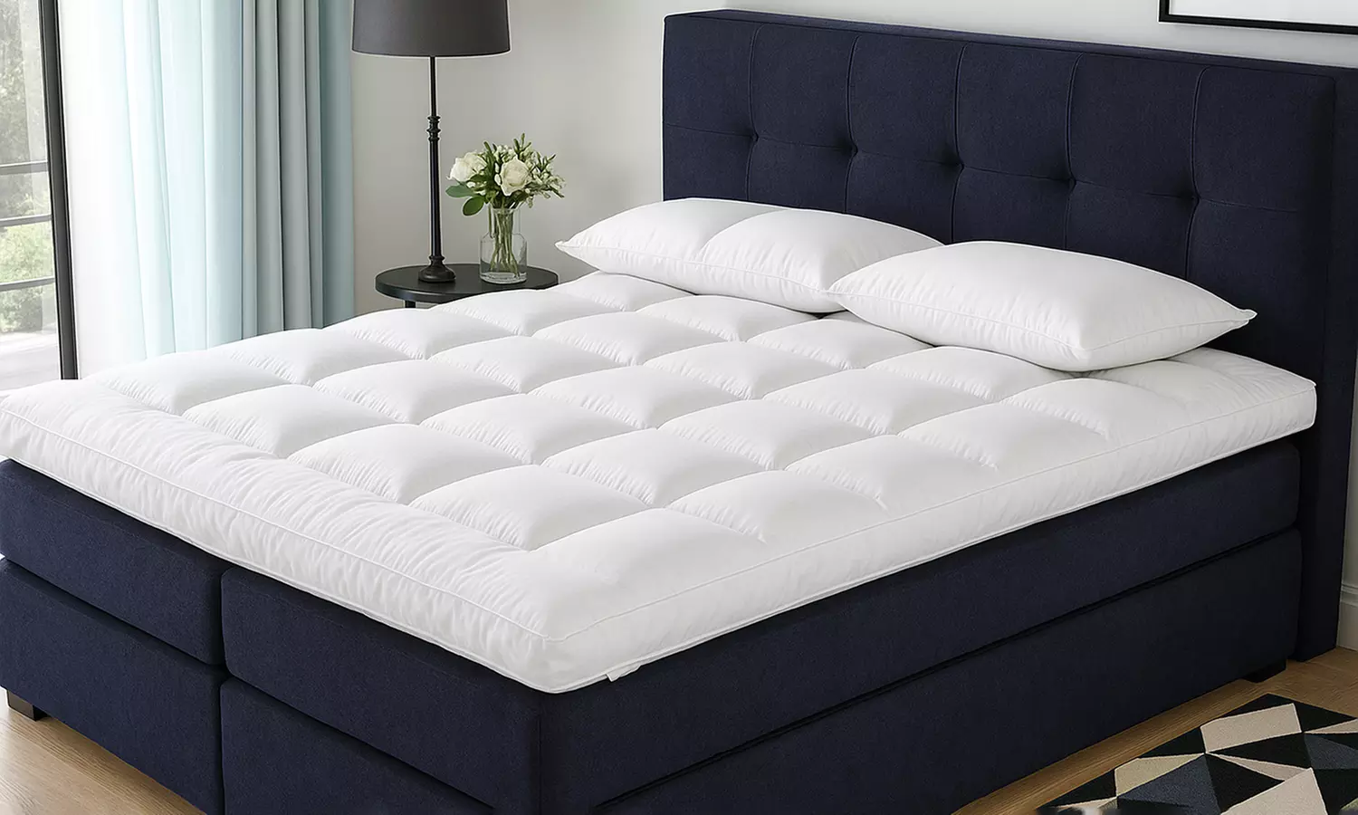 Duo matrastopper met Dual-Technology microvezel en thermogevoelig traagschuim, 100% katoen, wolkeneffect – Sampur - Primary Image