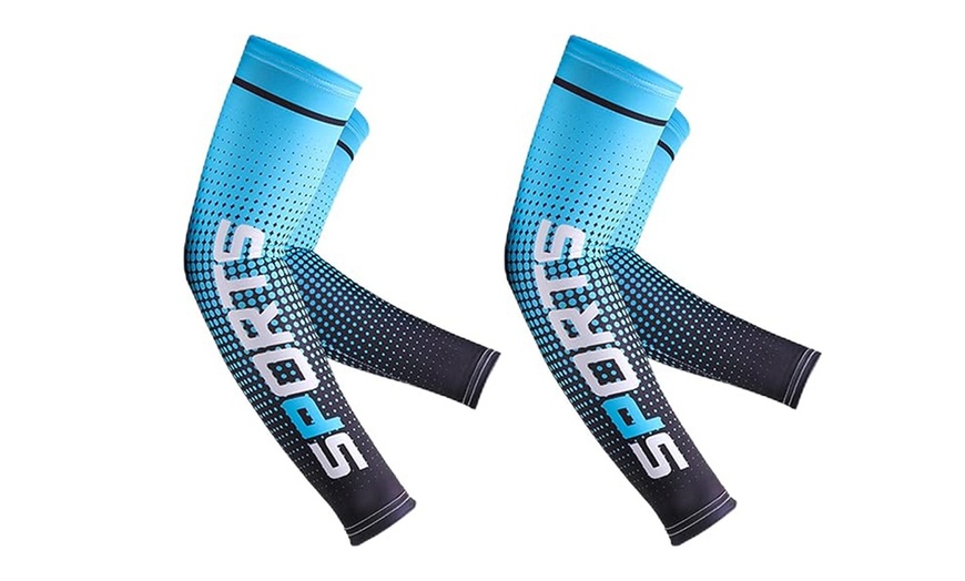 Image 9: 2 Pairs Quick Dry Arm Sleeves Cover Cycling Running Arm Cooling UV Protection