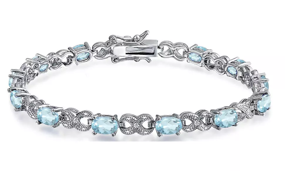 Genuine Blue Topaz Diamond Accent Bracelet 
