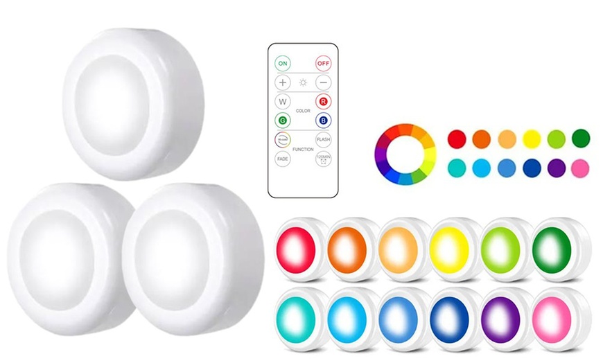 Image 2: Set di 3 o 6 luci LED wireless da 16 colori per armadietti