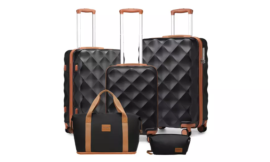 Image 7: Kono 5-Piece Suitcase Set; 20/24/28 Inch, Durable & TSA-Approved