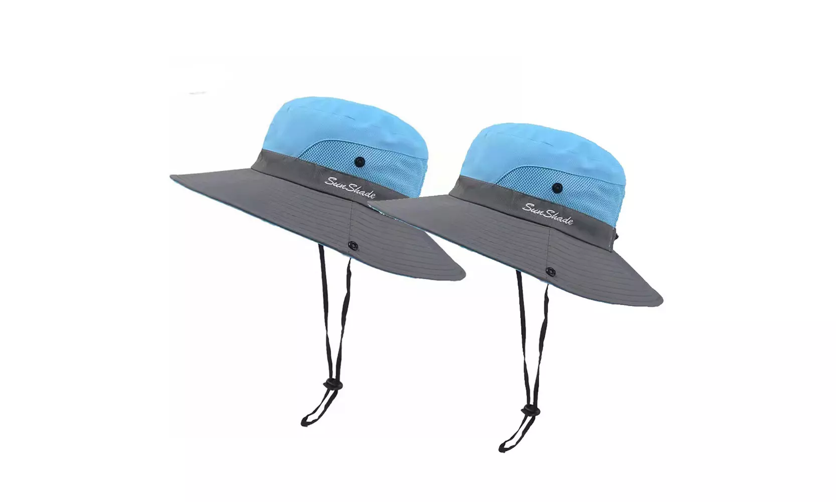 Womens UV Protection Hat Foldable Wide Brim Ponytail Sun Hats