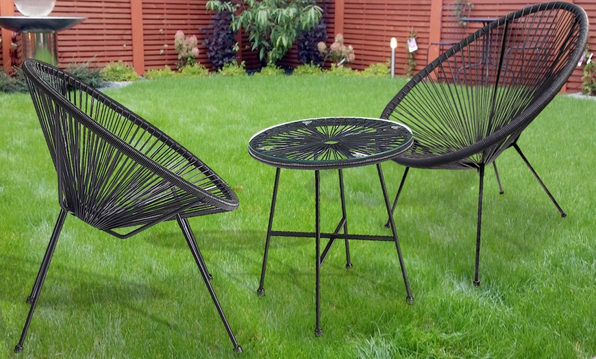 Image 4: 3-Piece String Egg Chair with Coffee Table Set 