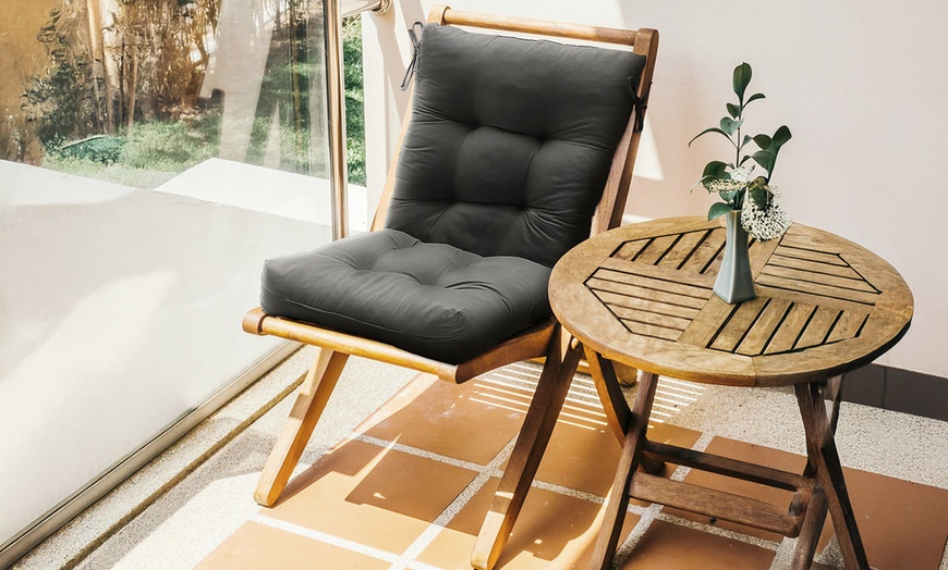 Image 1: 10cm Thick Deep Seat Chair Cushion with Ties