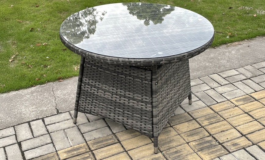 Image 3: Fimous Polyrattan-Gartenmöbel-Set mit rundem Tisch