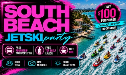 Pool Party Only- Saturdays Only - South Beach Jetski Party Bus Open Bar Food Miami