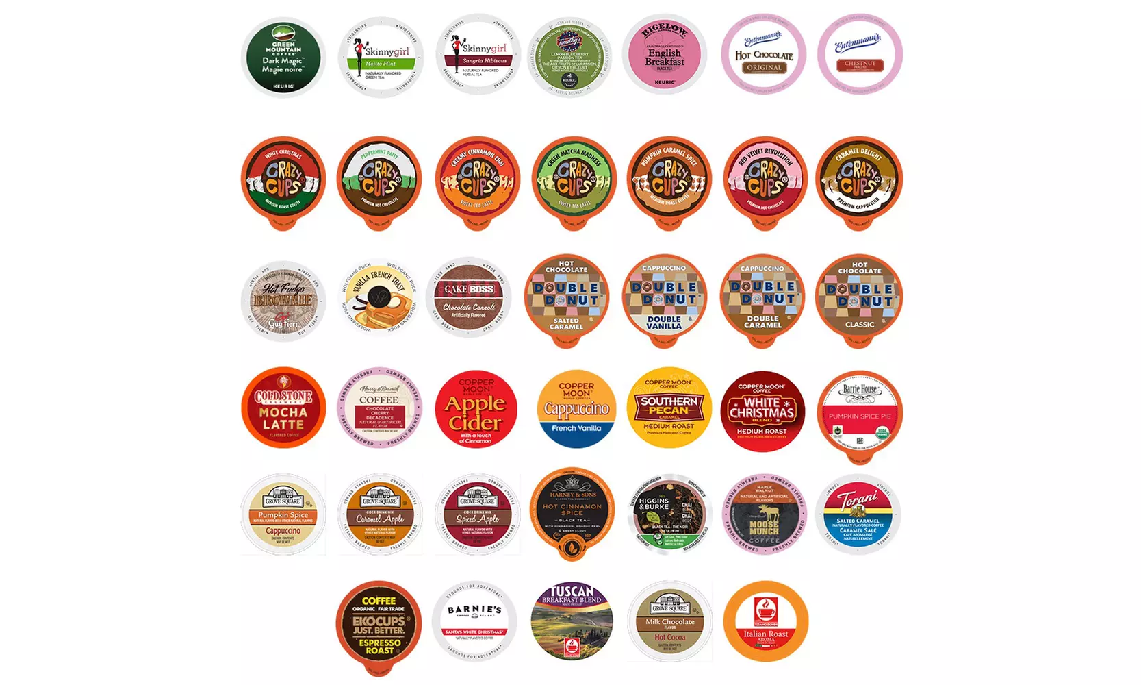 Variety Pack Gift Box K-cups Coffee, Tea and Hot Chocolate (20, 30, 40 or 50 ct)