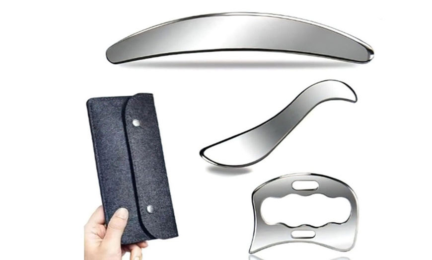 Image 2: Three Muscle Scraping Massage Tools with Storage Bag