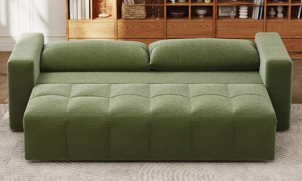 Canapé convertible 3 places "Midland" de Kocoon avec coffre en bouclette, livraison offerte