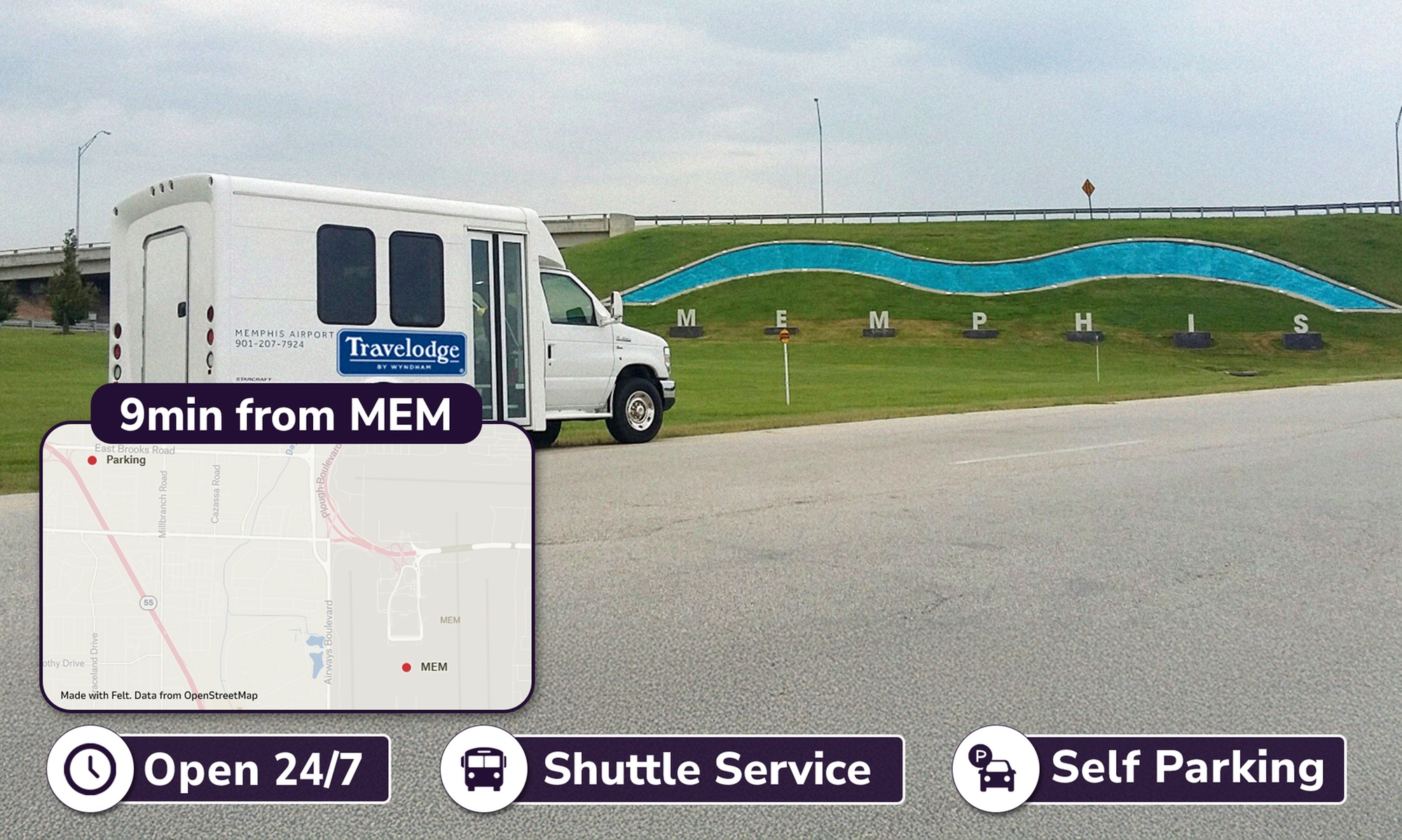 3, 5, or 7-Day MEM Airport Open Parking, Up to 39% Off