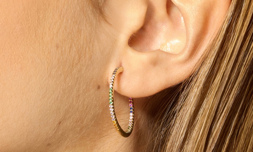 Image 1: Earrings with Brilliant Zirconia finished in 18k gold 