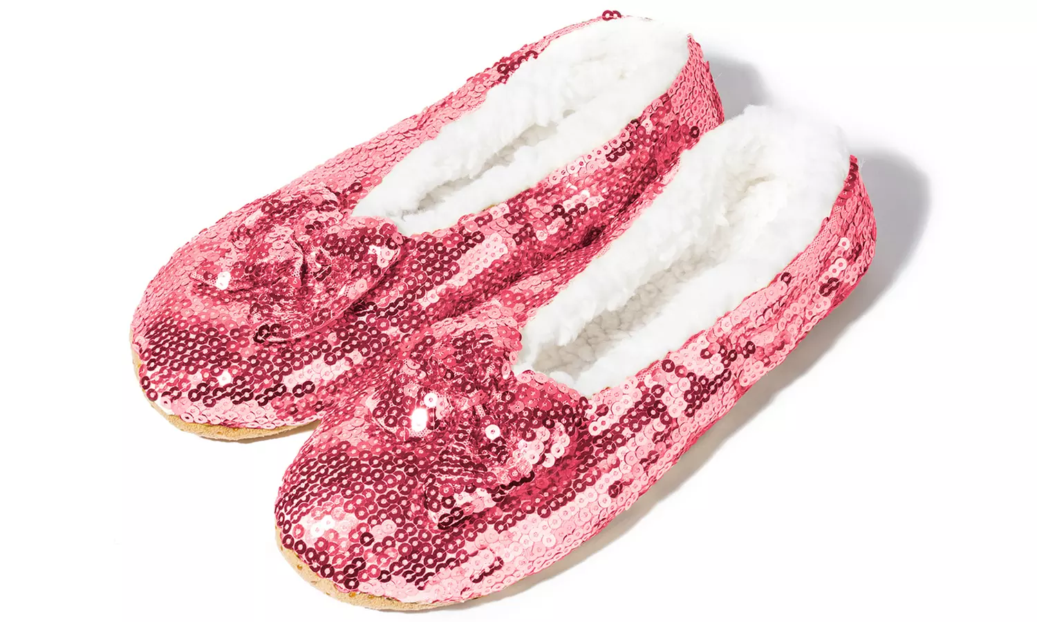 Girl's Limited Holiday Edition Sparkly Slippers with Faux Sherpa Lining - Second Medium