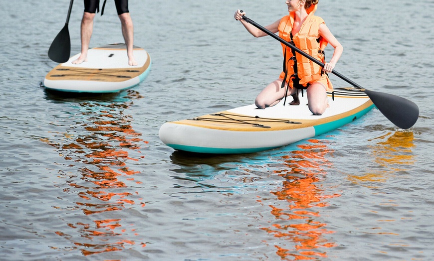 Image 4: Goplus 11' Inflatable Stand Up Paddle Surfboard W/Bag Aluminum Paddle Pump