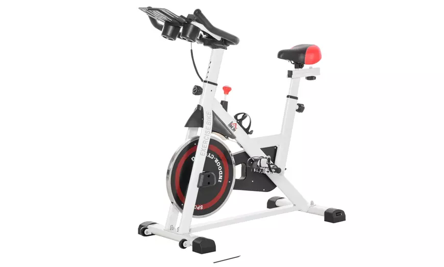 Image 16: HomCom Indoor Exercise Bike for Spin Classes or Low Impact Exercise