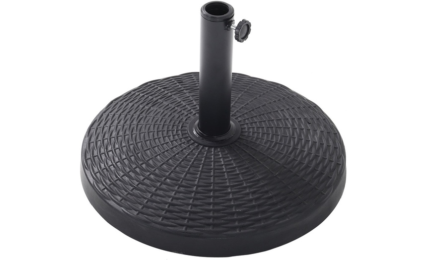 Image 24: Large 3m Black Rotating Outdoor Parasol with Multiple Base Styles