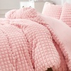 Image 1: Faux Rabbit Fur Plush Waffle Duvet Set