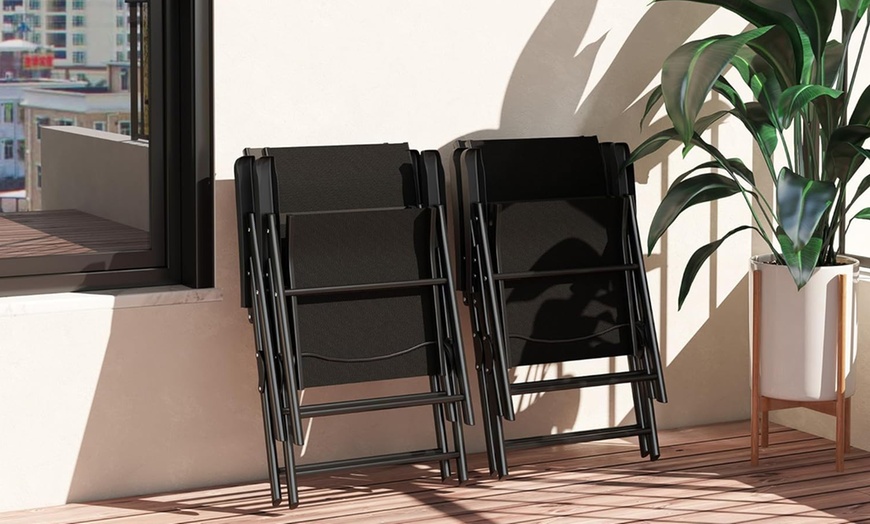 Image 7: Outsunny Set of 4 Folding Garden Chairs