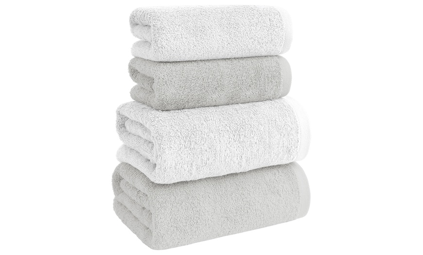 Image 20: Juego de 4 toallas de baño de algodón en 2 colores