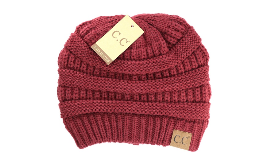 Image 38: Cheveux Corp. Women's Solid Classic CC Beanie 