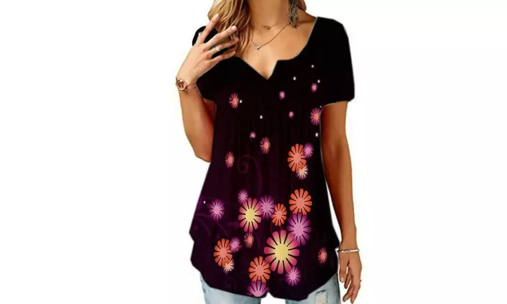 Women's Button Up Summer Short Sleeve Casual Tops Tunic Shirts Blouses