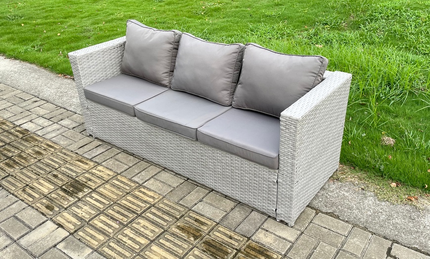 Image 2: Rattan Effect Garden Fire Pit Furniture Set