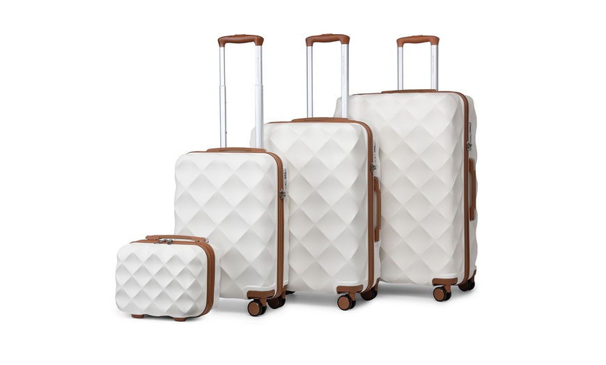 Image 17: One or Four Pieces of Ultralight ABS Diamond Suitcase
