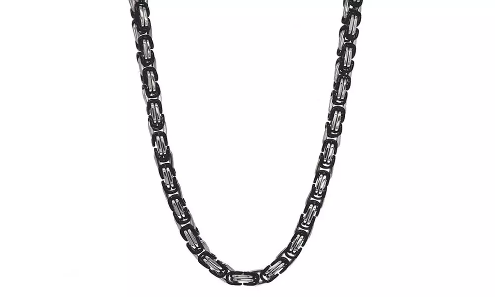 Men's Black Rhodium Plated 2 Tone Chain Necklace