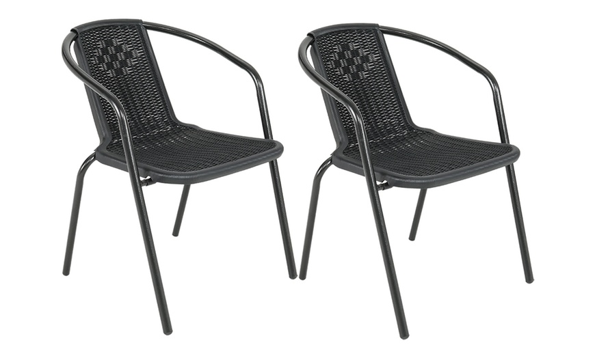 Image 3: Outdoor PE Rattan-Effect Stackable Chairs Set