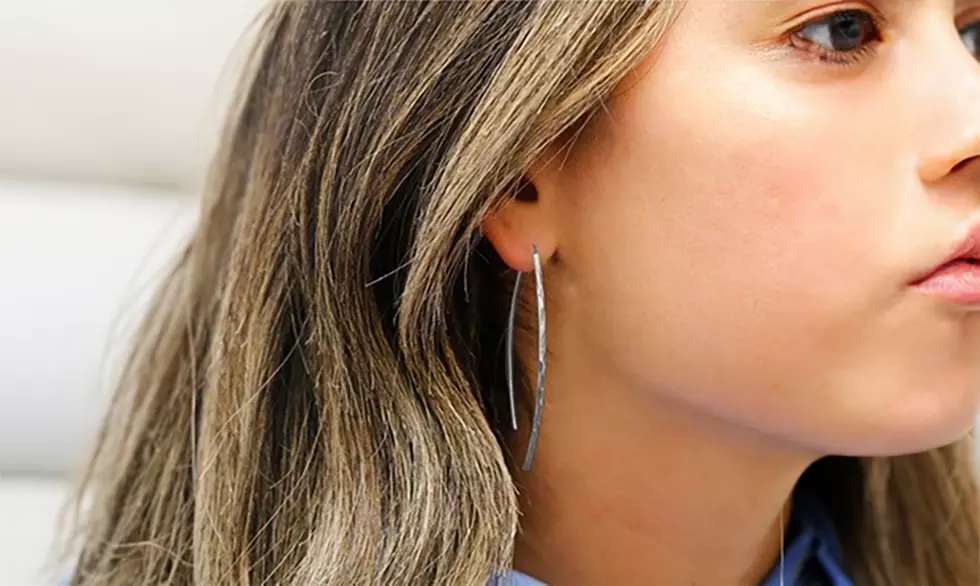 Italian Sterling Silver Bar Drop Threader Earrings