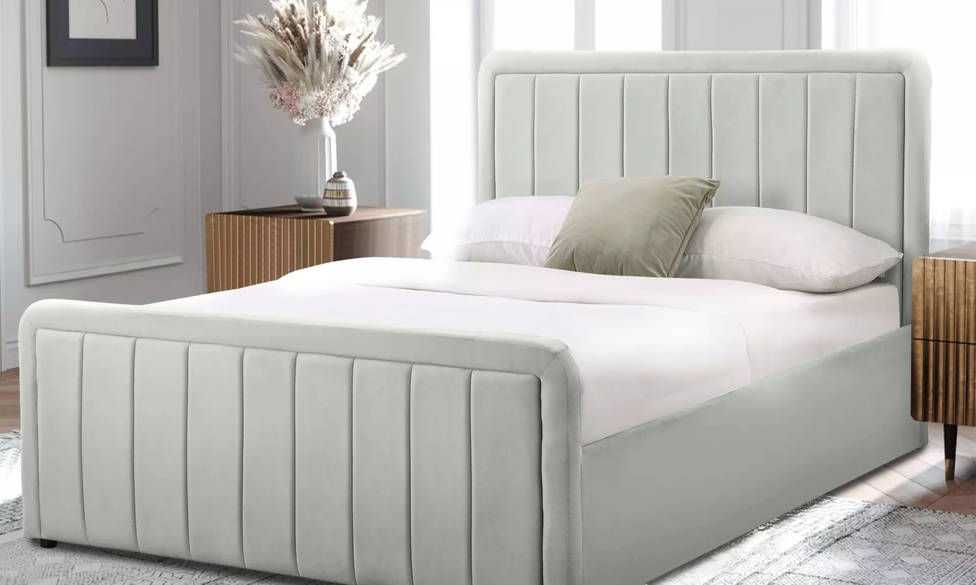 Fabric Borneo Ottoman Bed with Optional Mattress