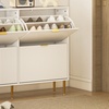 Image 6: HomCom Narrow Shoe Cabinet with Four Flip Drawers