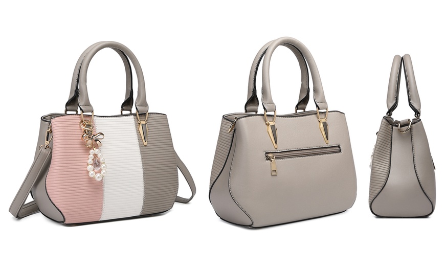 Image 28: Women's Color-block Fashion Tote and Top Handle Handbags