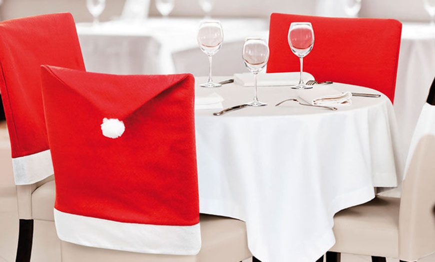 Image 4: Get Festive Four-Piece or Non-woven Christmas Chair Cover Set x4/x8