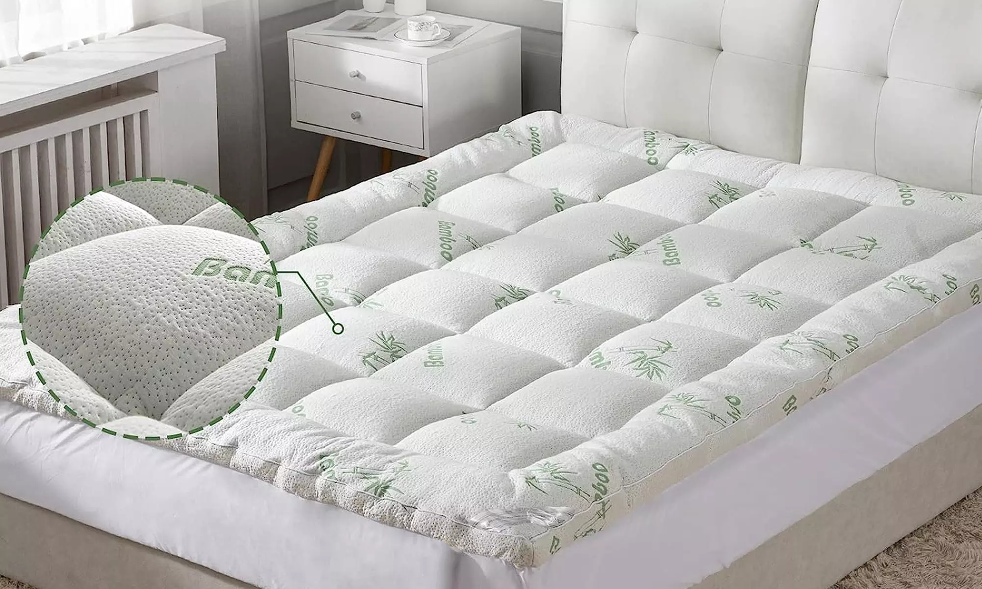 Sampur Bambus-Matratzen-Auflage mit Mikrofaser-Füllung 8 cm