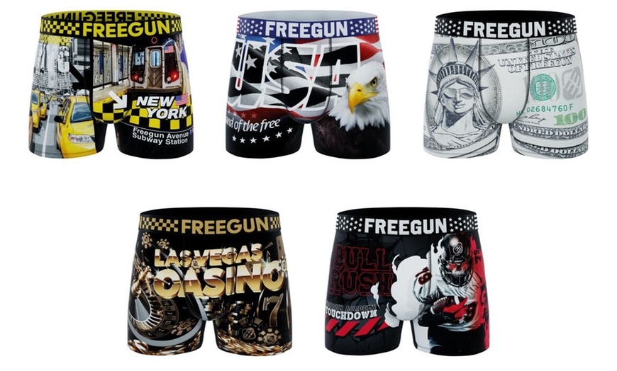 Image 7: Lots de 5 boxers en microfibre divers univers FREEGUN pour homme